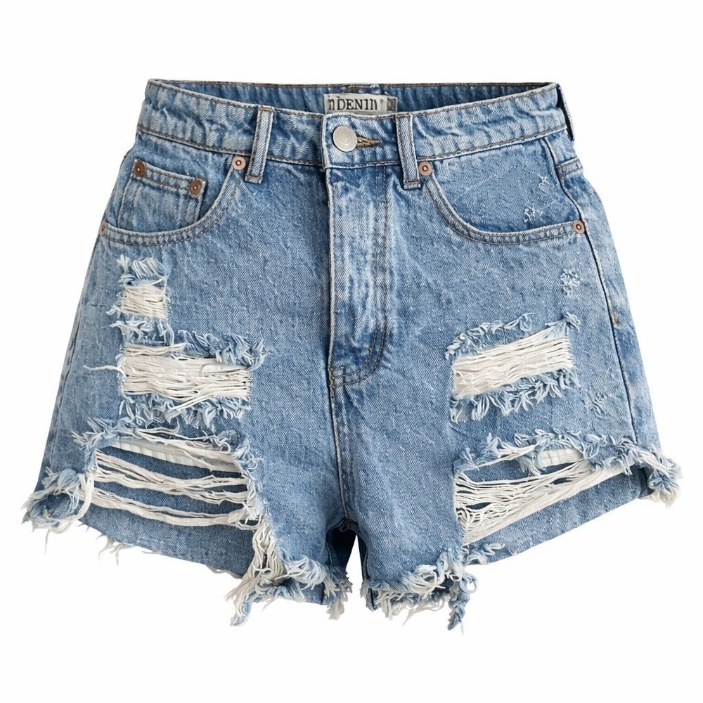 Signature 8 High‎ Rise Distressed Denim Cutoff Shorts Women's Small Button Fly